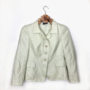 AKRIS Punto Pale Sage Green Cashmere Silk Blazer Button Front with Collar US 8
